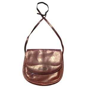 Rare Vintage Australian OROTON Rich Brown Leather Crossbody Shoulder bag Unisex